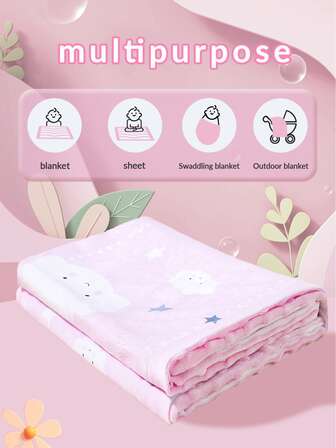 cottgoods 1入組嬰兒粉色的雲朵有圖案的柔軟的和溫暖法蘭絨襁褓毯子適用於日常使用