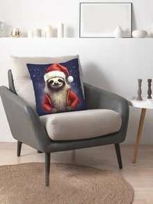 1pc Christmas Themed Digital Printed Pillowcase - Multicolor - View 6