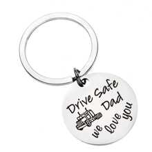 Món quà ý nghĩa dành tặng bố: Móc khóa thép không gỉ khắc dòng chữ "Lái xe bố ơi, chúng con yêu bố" - Bạc - Xem 4