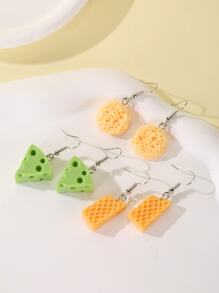 5對可愛怪異有趣女式耳環獨特時髦酷爆米花起司三明治泡麵威化餅乾耳環有趣美學少女吊墜耳環 - 彩色 - 查看 8