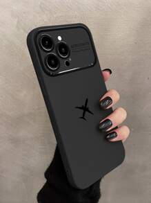 1pc Large Window Black Protective Soft Case With Airplane Print Anti-Fall Phone Case Full Edge Cover Simple Personalized Design For Men And Women Compatible With Iphone11/12/13/14/7/8/Se/7plus/8plus/X/Xs Max/Xr/11pro/12pro/13pro/14pro/11promax/12promax/13promax/14promax/14plus