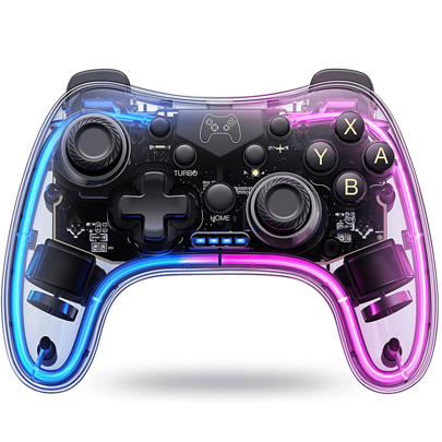 Stk-7039 1 Stück Transparentes Kabelloses Gamepad Mit Rgb-lichteffekten Und Burst-fire-funktion, Kompatibel Mit Switch, Pc, Android- Und Ios-geräten