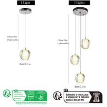 1入組現代水晶玻璃泡泡球室內吊燈帶接線和裝飾用品適用於餐廳,廚房島,臥室,客廳,辦公室 - Chrome - 查看 4