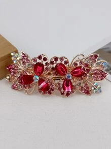 1 件装女士 8 厘米水晶蝴蝶结金属发夹，非常适合日常使用皇家金色头饰爪夹发夹发夹，蝴蝶结，可爱 - 彩色 - 查看 2