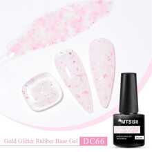 7Ml Gold Glitter Rubber Base Gel Polish Pink Glitter Flakes Semi Permanent Diamond Pigment Sparkle Varnishes Self-Leveling Soak Off Uv Led Nail Art Gel Polish Gift