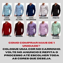 Camisa Social Masculina Manga Longa Slim Fit De Algodão Camiseta Masculina Social - Rosa Bebê - Visão 7