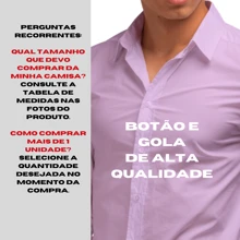 Camisa Social Masculina Manga Longa Slim Fit De Algodão Camiseta Masculina Social - Rosa Bebê - Visão 6