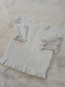 BLUSA FEMININA  CROPED CIGANINHA DUNA TAMANHO UNICO 36-40 - Branco - Visão 2
