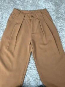 Women Pants - 駝色 - 查看 6