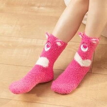 Miniso 迪士尼系列可爱三眼外星人冬季毛茸茸羊毛袜家居袜温暖舒适防滑居家袜 - 粉色 - 查看 1