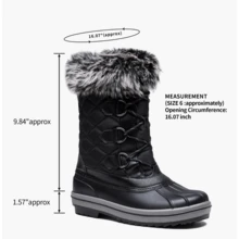 Women's 974A Snow Boots Fashion Waterproof Comfortable Mid Calf Boots - màu đen - Xem 7