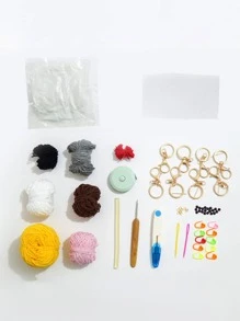 1set/8pcs Handmade Crochet Knitting Kit Pendant Dolls DIY Beginner Material Cute Animals Panda Rabbit Lion Penguin Pig Chick Tiger Bear - Multicolor - View 2