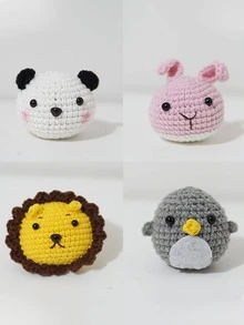 1set/8pcs Handmade Crochet Knitting Kit Pendant Dolls DIY Beginner Material Cute Animals Panda Rabbit Lion Penguin Pig Chick Tiger Bear - Multicolor - View 9