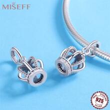 MISEFF MISEFF 1 Pc Sterling Silver Princess Crown Charm Luxury Pendant Elegant For Bracelet Necklace Chains DIY Decoration Jewelry Gift