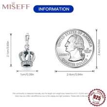 MISEFF MISEFF 1 Pc Sterling Silver Princess Crown Charm Luxury Pendant Elegant For Bracelet Necklace Chains DIY Decoration Jewelry Gift