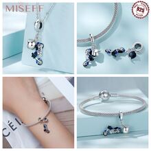 MISEFF 全新 1入組 925 純銀炫酷交通復古摩托車珠吊飾手鍊DIY珠寶製作男孩女孩生日禮物兒童節禮物