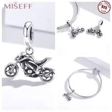 MISEFF 全新 1入組 925 純銀炫酷交通復古摩托車珠吊飾手鍊DIY珠寶製作男孩女孩生日禮物兒童節禮物