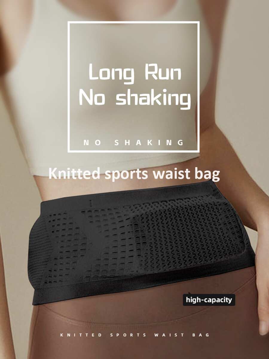 1pc Multi-Functional Knitted Sports Breathable Invisible For Working Out Fanny Pack - Black - View 1