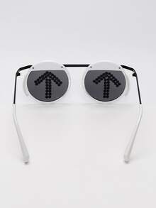 1pc Fashionable Round Punk Styling Rhinestone Fashion Glasses Eye Protective Goggles For Outdoor Travel - Black - View 5