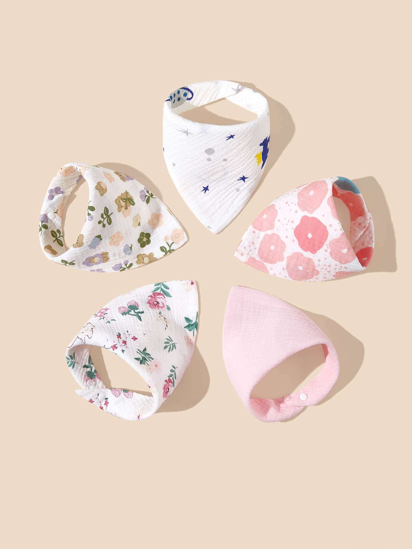 2入組嬰兒口水巾,隨機花卉圖案 - 彩色 - 查看 1
