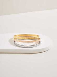 Fashionable Stainless Steel Snowflake Design 3pcs Bracelet Set In 3 Colors, Suitable For Women's Daily Wear - Multicolor - View 2