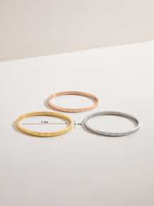 Fashionable Stainless Steel Snowflake Design 3pcs Bracelet Set In 3 Colors, Suitable For Women's Daily Wear - Multicolor - View 6