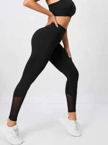 Leggings con Transparencia Deportivo ideal para el Gym y yoga - Negro - Ver 3