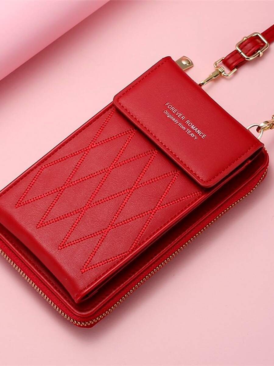 Cartera Para Mujer Con Monedero y Bolsillos Amplia Casual Con Correa Ideal Para Todo Tipo de Eventos - Rojo - Ver 1