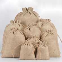 5 Stücke Naturleinen Zugkordeltasche Mit Seil, Ideal Für Geschenkverpackung, Schmuck Oder Aufbewahrung, Diy-hochzeitsgeschenkbeutel, Süßigkeiten Schokolade Schmuckverpackungsbeutel, Party-dekorbeutel, Geburtstagsfeiergeschenkbeutel, Urlaubsgeschenkbeutels, Verschiedene Größen Erhältlich - Leinenfarbe - Übersicht 18