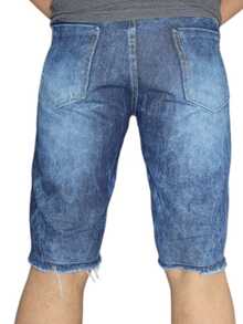 Men Denim Shorts - Rửa tối - Xem 2