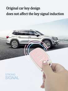 時尚鑽石裝飾可旋轉粉色的櫻花熊鑰匙圈+車防摔粉色的鑰匙套,適用於現代IX35 - 粉色 - 查看 3