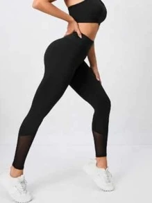 Leggings con Transparencia Deportivo ideal para el Gym y yoga - Negro - Ver 1