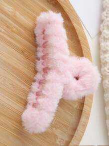 3件套女士11厘米大号毛绒爪夹，秋冬季日常发饰，柔软保暖发夹，适合盘发