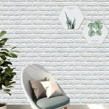 1 Miếng DIY 3D Bọt Gạch Tự dính Không thấm nước Giấy dán tường Đối với Nhà  , Phòng khách , Phòng tắm , Phòng bếp , Phòng ngủ , Bộ đồ giường , Và Nhà  Trang trí - trắng - Xem 3