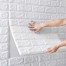 1 Miếng DIY 3D Bọt Gạch Tự dính Không thấm nước Giấy dán tường Đối với Nhà  , Phòng khách , Phòng tắm , Phòng bếp , Phòng ngủ , Bộ đồ giường , Và Nhà  Trang trí - trắng - Xem 1