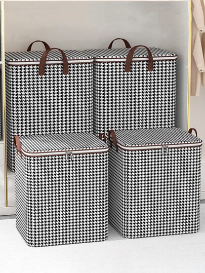 1 件大容量网格图案被子收纳盒，家居衣服衣柜收纳袋，防尘防潮，搬家打包篮子装饰秋季装饰节日装饰房间装饰家居装饰秋季装饰卧室装饰