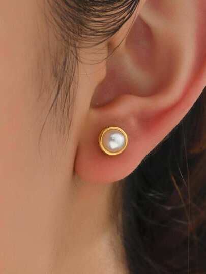 1对时尚简约百搭优雅可爱女士耳钉