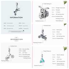 MISEFF 全新 1入組 925 純銀炫酷交通復古摩托車珠吊飾手鍊DIY珠寶製作男孩女孩生日禮物兒童節禮物