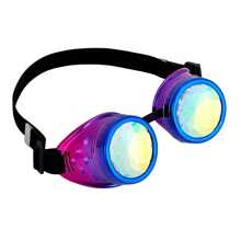 SHCKE Kaleidoscope Rave Glasses Rainbow Crystal Lenses Steampunk Goggles Rave Goggles Festival Goggles - Blue - View 6