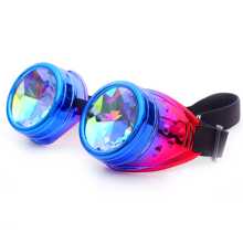 SHCKE Kaleidoscope Rave Glasses Rainbow Crystal Lenses Steampunk Goggles Rave Goggles Festival Goggles - Blue - View 4