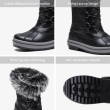Women's 974A Snow Boots Fashion Waterproof Comfortable Mid Calf Boots - màu đen - Xem 5