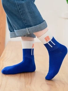 5 cặp/bộ Con trai Xanh & Màu xanh lá Lá thư In Bóng đá Vớ thể thao , Thoải mái & Linh hoạt Vớ thuyền viên Đối với Mặc hàng ngày - Nhiều màu - Xem 3