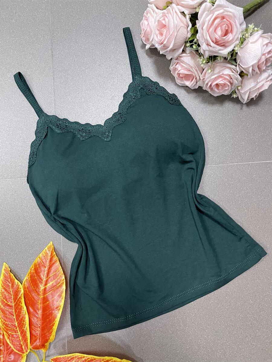 Women Tank Tops & Camis - Màu xanh lá cây đậm - Xem 1