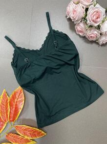 Women Tank Tops & Camis - Màu xanh lá cây đậm - Xem 2