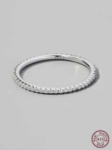 Vaerine 1 chiếc nhẫn Cubic Zirconia tròn đơn giản thanh lịch cổ điển tinh tế, dành cho phụ nữ hàng ngày, xã hội, hẹn hò, tiệc tùng, quà tặng - Bạc - Xem 18