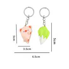 1件矽膠愛心豬拱門白菜鑰匙扣挂件適合學生情侶閨蜜娃娃包包掛飾小禮物