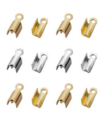 100入組/包不銹鋼折疊結尾釘珠連接器DIY首飾製作