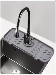 1pc Grey Silicone Splash Guard For Kitchen And Bathroom Faucets - Protects Countertops And Sinks From Water Damage(The Color Is Slightly Off)