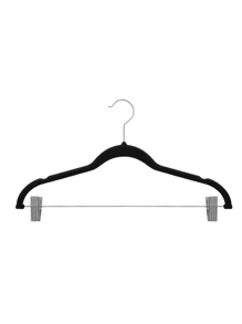 30 Cabides Adulto de Veludo Com Barra e Presilha de Metal Preto - Preto - Visão 6