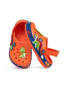 Zuecos Sandalias chanclas niño diseño dinosaurio - Naranja - Ver 3